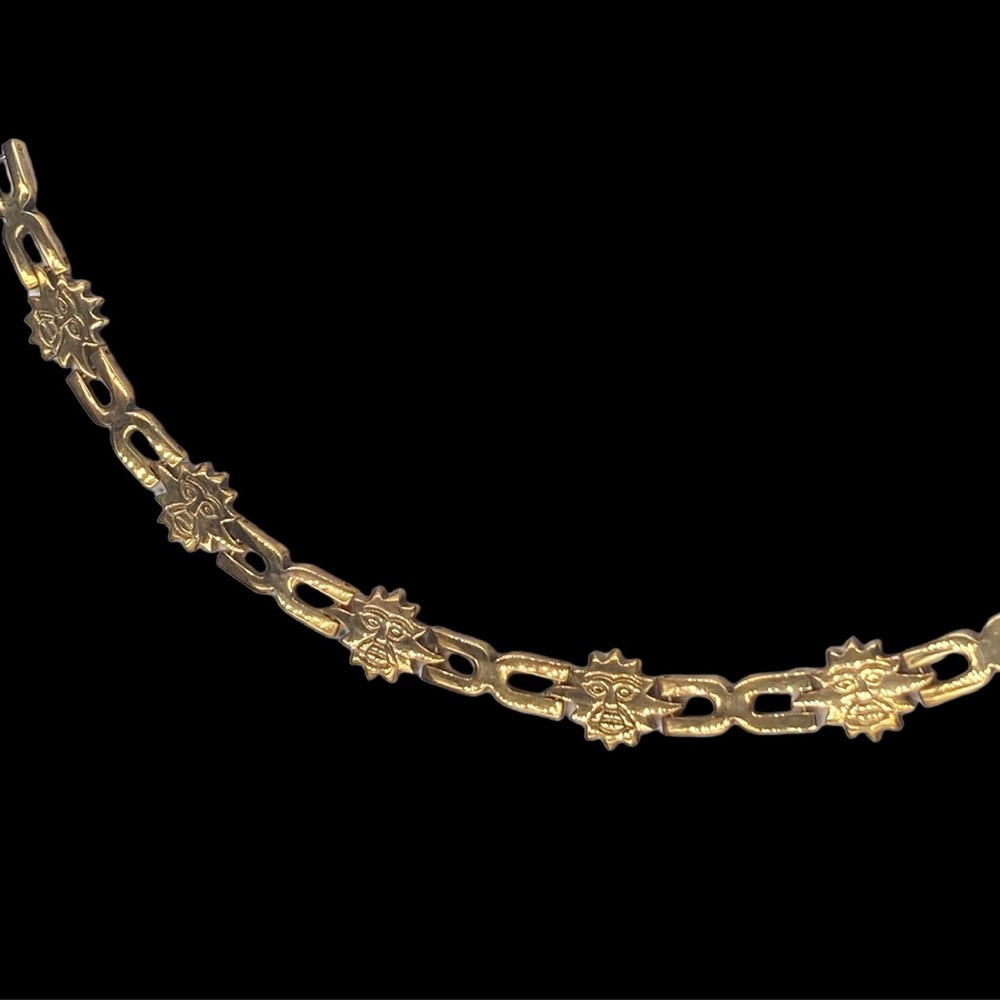Vintage Sterling Vermeil Sun-face Link Bracelet